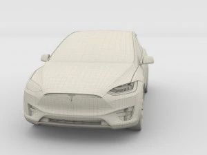 tesla model x with chassis red 3D Model