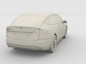tesla model x with chassis red 3D Модель