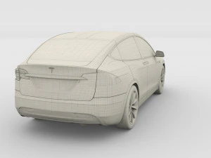 tesla model x with chassis red 3D Model