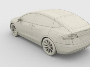 tesla model x with chassis red 3D Model