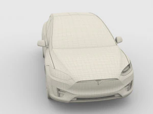 tesla model x with chassis red 3D Model