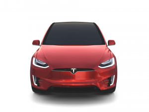 tesla model x with chassis red 3D Модель