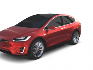 tesla model x with chassis red 3D Модель