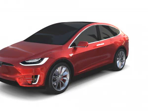 tesla model x with chassis red 3D Model