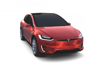 tesla model x with chassis red 3D Модель