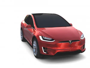 tesla model x with chassis red 3D Model