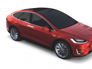 tesla model x with chassis red 3D Модель