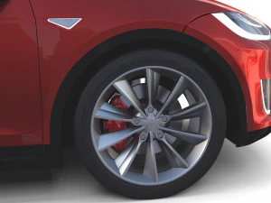 tesla model x with chassis red 3D Model