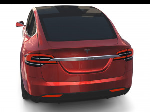 tesla model x with chassis red 3D Модель