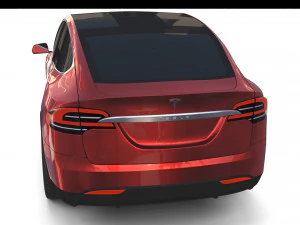 tesla model x with chassis red 3D Model