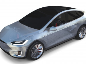 tesla model x with chassis silver 3D Model
