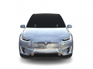 tesla model x with chassis silver Modello 3D