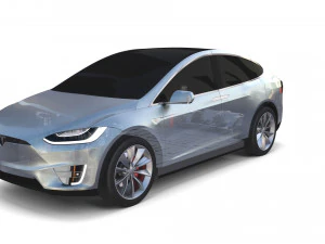 tesla model x with chassis silver 3D Model
