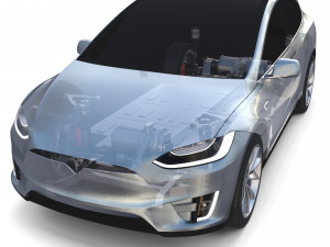 tesla model x with chassis silver Modello 3D