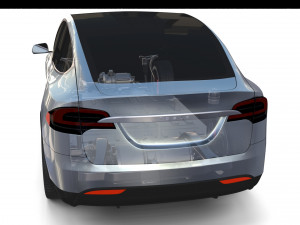 tesla model x with chassis silver Modello 3D