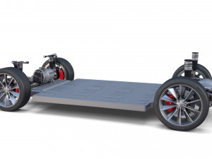 tesla model x with chassis silver Modello 3D