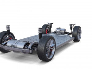 tesla model x with chassis silver Modello 3D