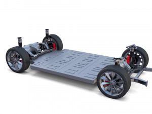tesla model x with chassis silver Modello 3D