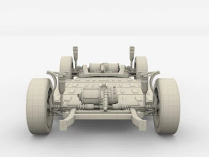 tesla model x with chassis silver 3D Model