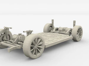 tesla model x with chassis silver 3D Model