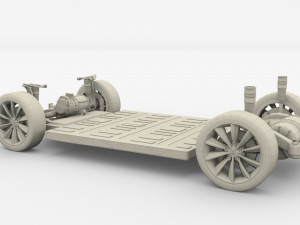 tesla model x with chassis silver Modello 3D