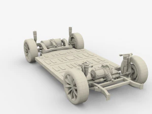 tesla model x with chassis silver 3D Model
