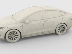 tesla model x with chassis silver 3D Model