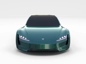 tesla roadster green with chassis 3D Model