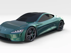 tesla roadster green with chassis 3D Model