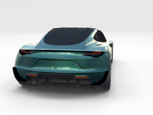tesla roadster green with chassis 3D Model