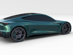 tesla roadster green with chassis 3D Модель
