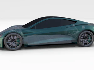 tesla roadster green with chassis 3D Model
