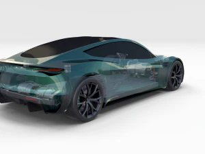tesla roadster green with chassis 3D Model
