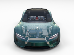 tesla roadster green with chassis 3D Модель