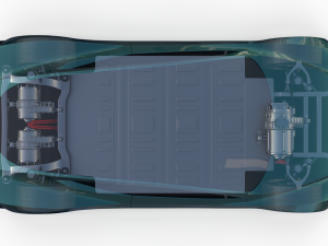 tesla roadster green with chassis 3D Модель