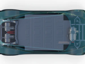 tesla roadster green with chassis 3D Model