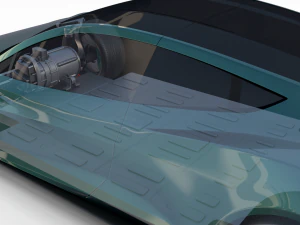 tesla roadster green with chassis 3D Model