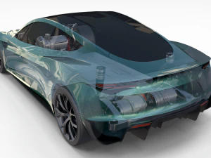 tesla roadster green with chassis 3D Model