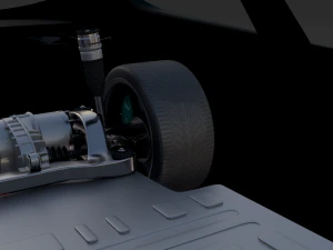 tesla roadster green with chassis 3D Model