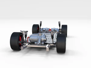 tesla roadster green with chassis 3D Model