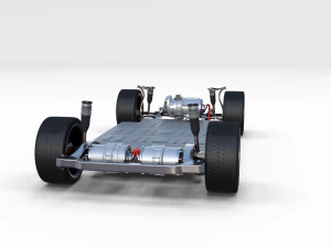 tesla roadster green with chassis 3D Model