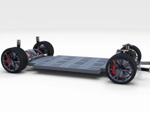 tesla roadster green with chassis 3D Model
