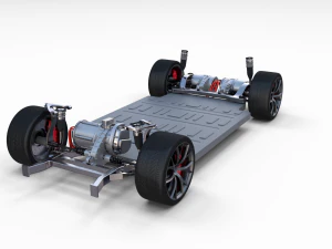tesla roadster green with chassis 3D Model