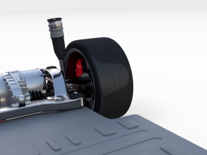 tesla roadster green with chassis 3D Модель
