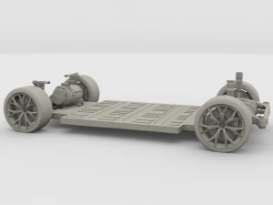 tesla roadster green with chassis 3D Model