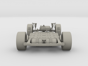 tesla roadster green with chassis 3D Модель