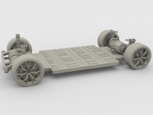 tesla roadster green with chassis 3D Модель