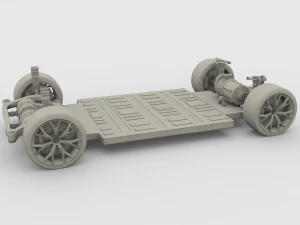 tesla roadster green with chassis 3D Model