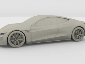 tesla roadster green with chassis 3D Model