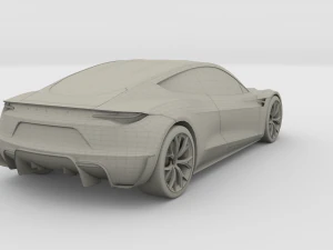 tesla roadster green with chassis 3D Model